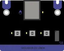 Component Line follower - It is made up of three infrared sensors that are capable of detect color values: black and white. This allows you to identify a black line on the floor to follow.